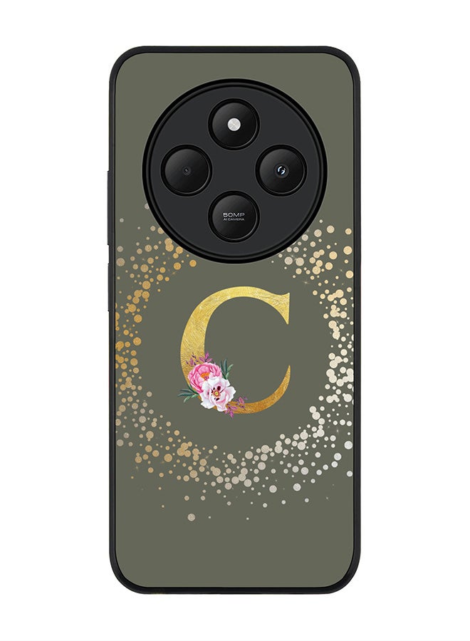 Stylizedd غطاء لهاتف Xiaomi Redmi 14C / 14R، حماية كاميرا نحيفة، غطاء هاتف مضاد للصدمات - تصميم مخصص مزخرف بالأزهار - C (أخضر زيتوني)  - Image 1