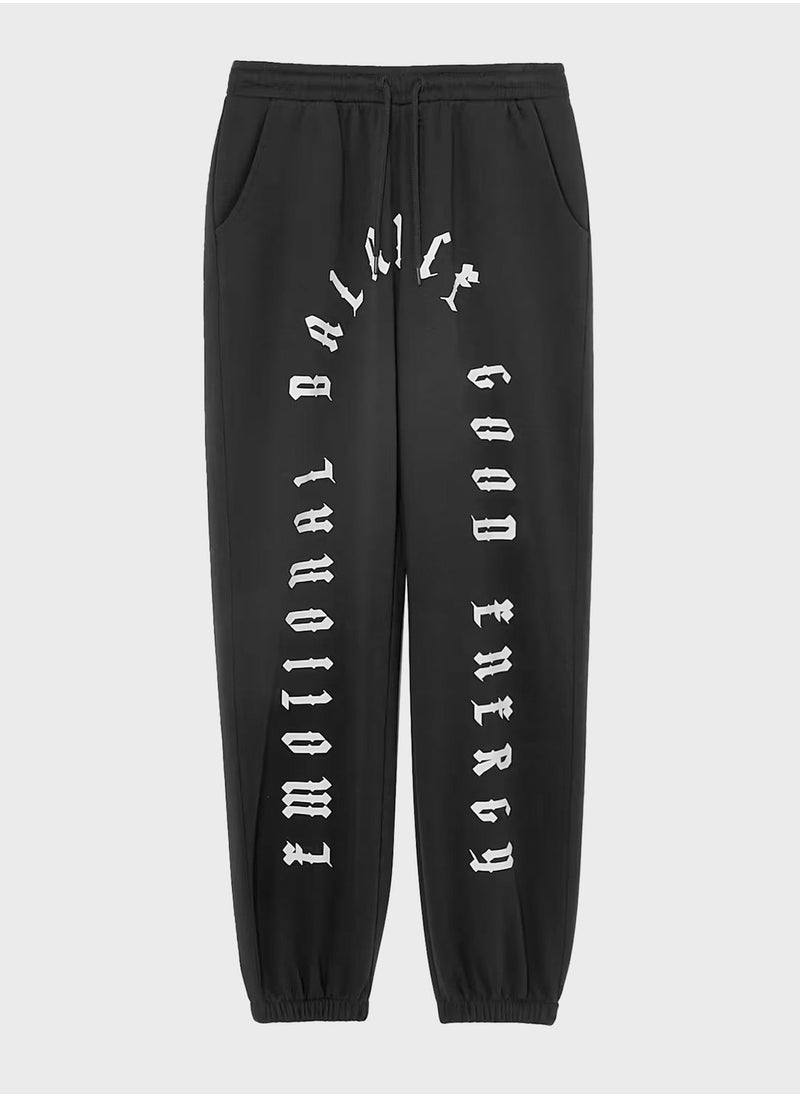 UNDIZ - High Waist Graphic Joggers - Image 1