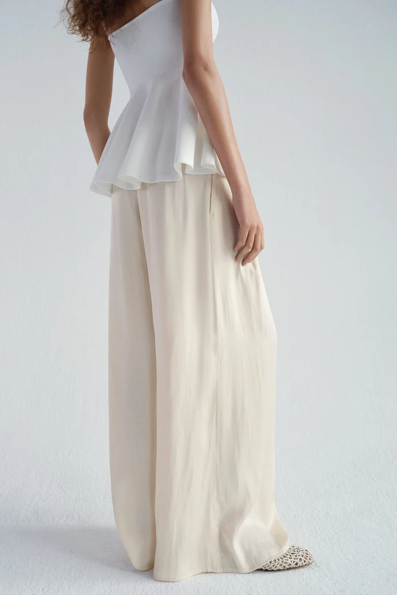 H&M  Wide satin trousers for Women | Best Price UAE