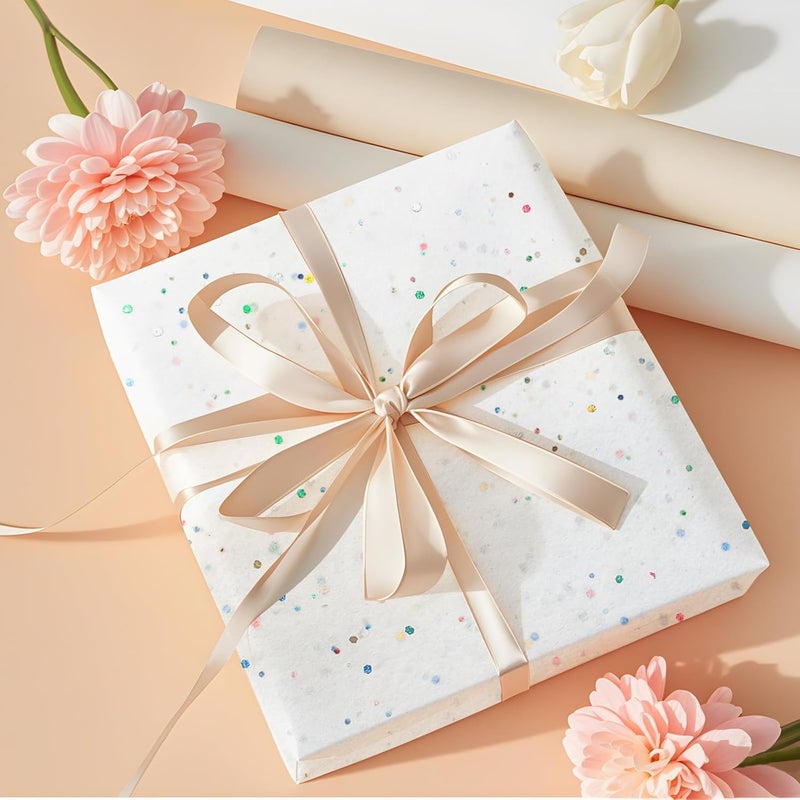 Ueerdand White Glitter Tissue Paper for Gift Bags - 36 Sheets, 14x20 Inch, Recyclable Wrapping Paper for Celebrations - Image 2