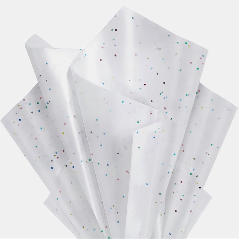 Ueerdand White Glitter Tissue Paper for Gift Bags - 36 Sheets, 14x20 Inch, Recyclable Wrapping Paper for Celebrations - Image 1
