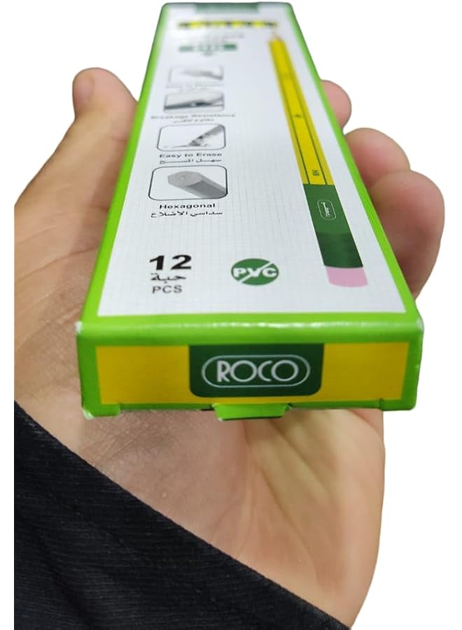 ROCO Pencil Hb With Pink Rubber Top Box Of 12Pc Black And Yellow Coated From Outside - Image 3