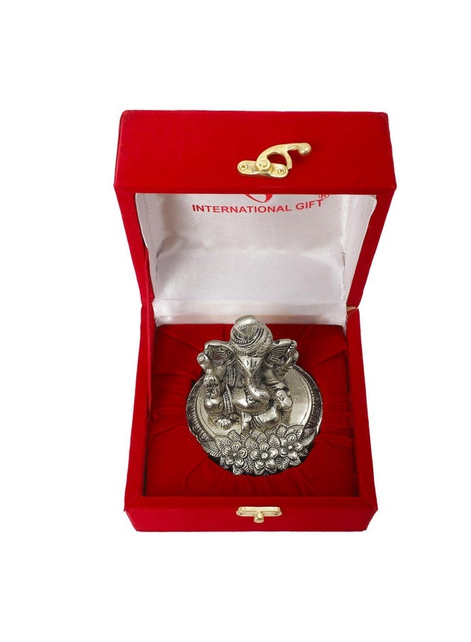 INTERNATIONAL GIFT Silver Ganesh Idol Oxidized Finish with Best Wishes - Image 3