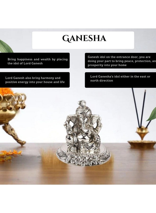 INTERNATIONAL GIFT Silver Ganesh Idol Oxidized Finish with Best Wishes - Image 2