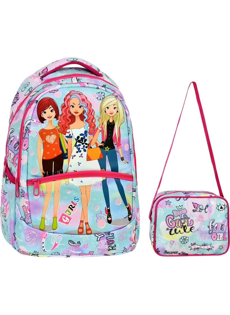 Çantaland Primary School Girl Patterned Primary School Bag + Lunch Box
