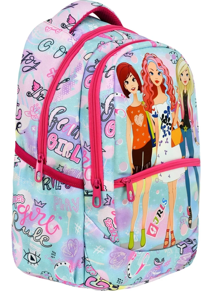 Çantaland Primary School Girl Patterned Primary School Bag + Lunch Box
