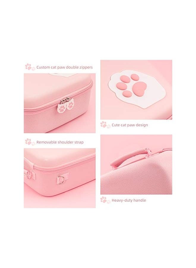 PROMASS - Pink Cat Paw Case Compatible with Nintendo Switch, Protective Travel System Case with 18 Game-Card Slots for Switch Console, Pro Controller, Dock and Accessories [video game] - Image 1