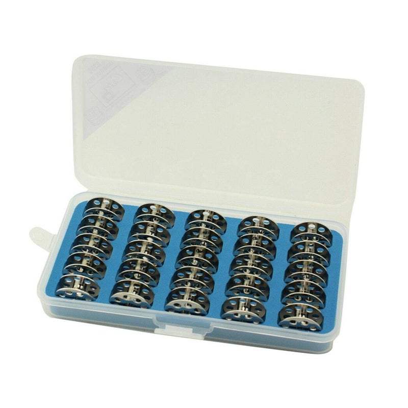 Cutex Pack of 25 Consew 205RB 206RB Bobbins with Storage Case