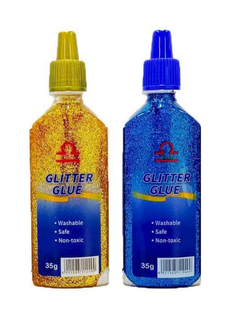 Libra Glitter Glue Bottle Yellow/Blue (Pack of 2) - Image 1
