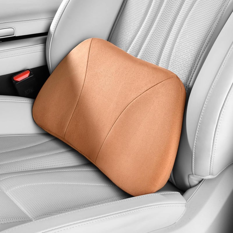 POKSRI Lumbar Support Pillow,Back Pain Relief Cushion,fits tightly around the waist,Memory Foam,Skin-friendly Suede Fabric,fit Car Drive,Office chair,Rest seat,Improve Posture,Portable,15.5''Lx 8.7''H - Image 1