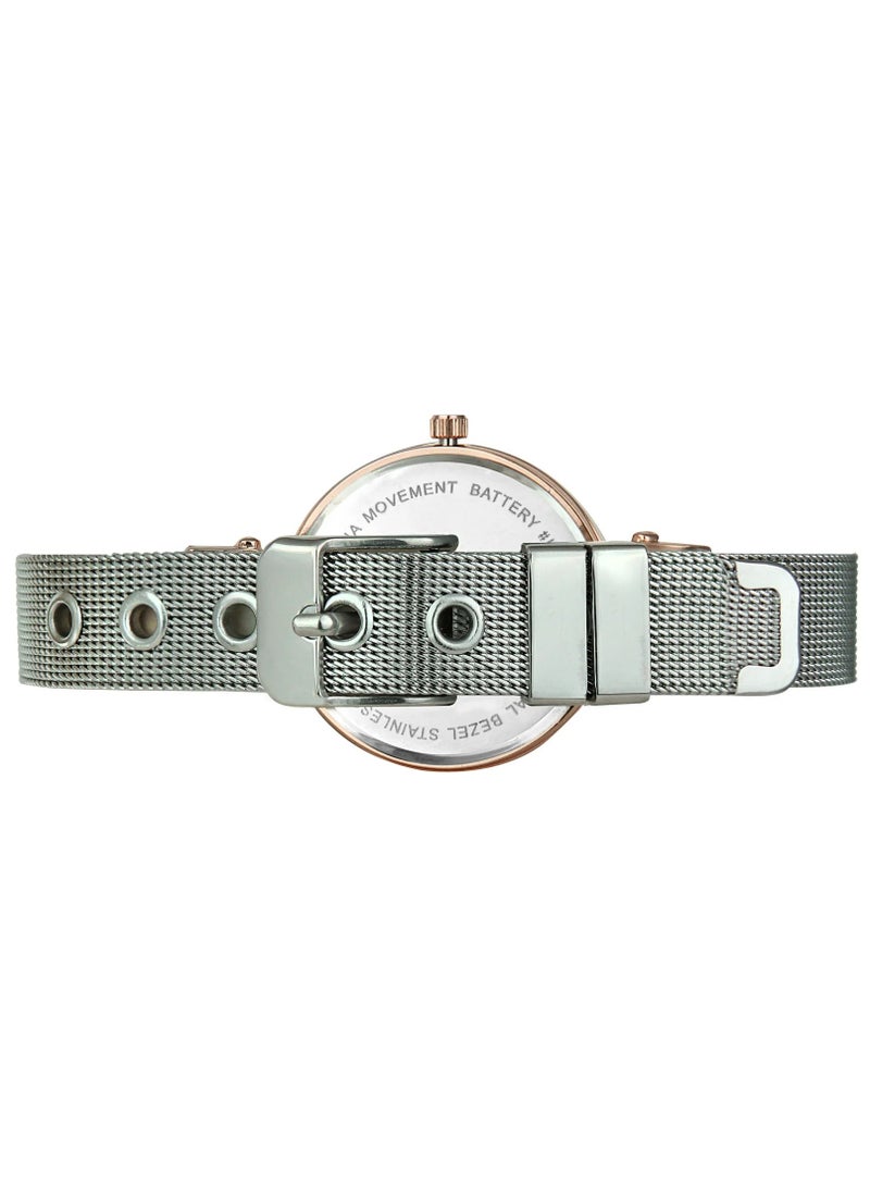 Daisy Fuentes ساعة نسائية أنيقة بتصميم مزدوج اللون من الذهب الوردي مجموعة DF202TTRG - Image 4