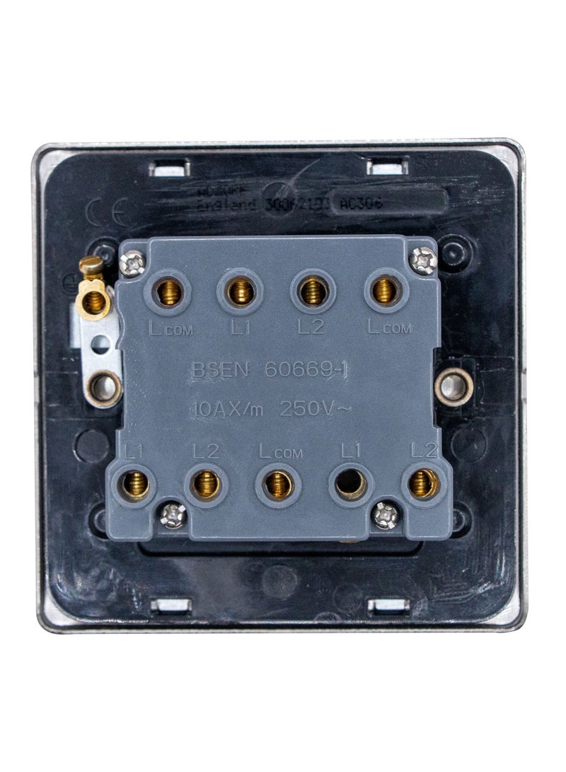 ADMORE Modern 3-Gang Light Switch Panel, Brushed Steel Grey, Square Design - Image 3