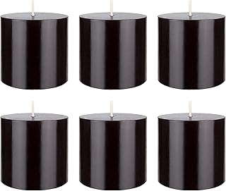 MEGA CANDLES Mega Candles 6 pcs Unscented Black Round Pillar Candle, Hand Poured Premium Wax Candles 3 Inch x 3 Inch, - Image 1