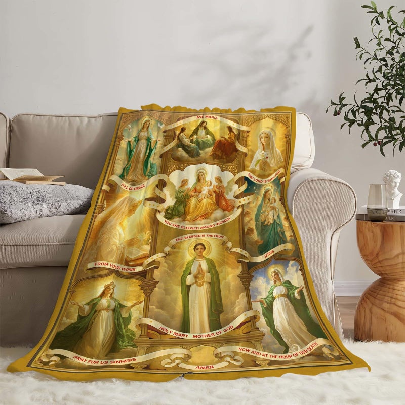 Fuzawet Virgin Mary Blanket Christian Faith Prayer Throw Inspirational Scripture Spiritual Catholic Religious Gifts for Women Girls Men Kids Adults Soft Cozy Plush Fluffy Fuzzy Fleece Decor 40''X50'' - Image 4