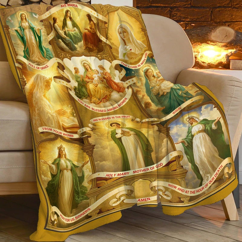Fuzawet Virgin Mary Blanket Christian Faith Prayer Throw Inspirational Scripture Spiritual Catholic Religious Gifts for Women Girls Men Kids Adults Soft Cozy Plush Fluffy Fuzzy Fleece Decor 40''X50'' - Image 3