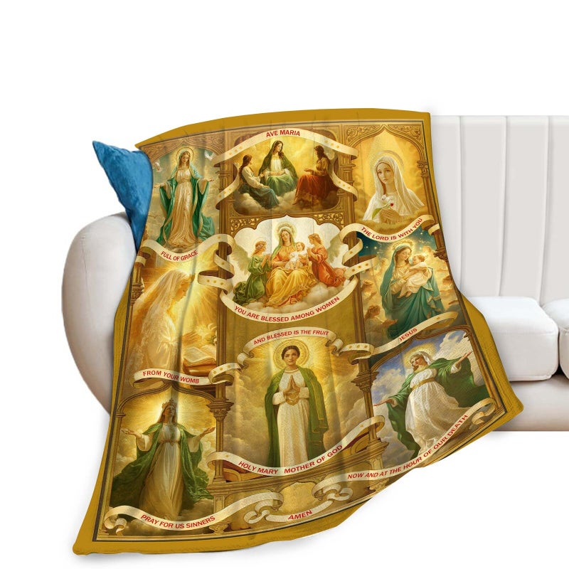 Fuzawet Virgin Mary Blanket Christian Faith Prayer Throw Inspirational Scripture Spiritual Catholic Religious Gifts for Women Girls Men Kids Adults Soft Cozy Plush Fluffy Fuzzy Fleece Decor 40''X50'' - Image 2