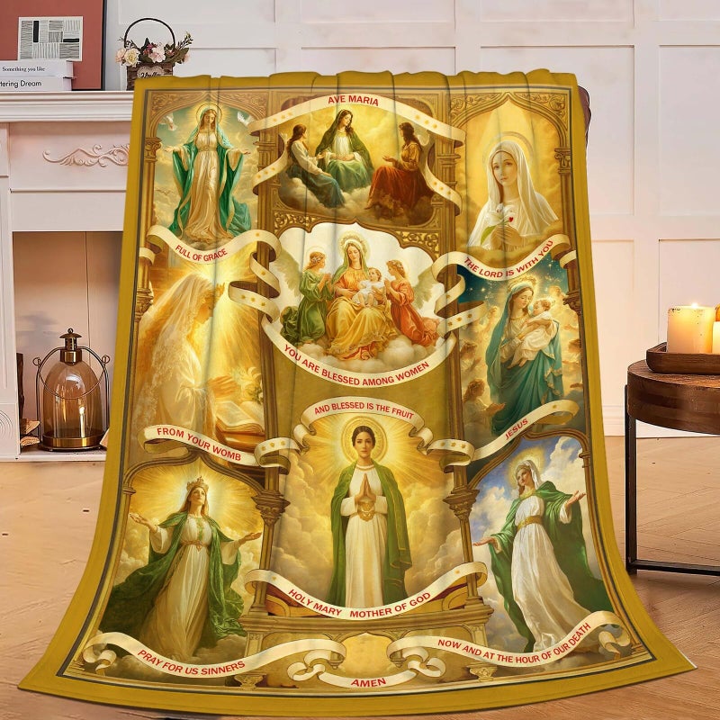 Fuzawet Virgin Mary Blanket Christian Faith Prayer Throw Inspirational Scripture Spiritual Catholic Religious Gifts for Women Girls Men Kids Adults Soft Cozy Plush Fluffy Fuzzy Fleece Decor 40''X50'' - Image 1