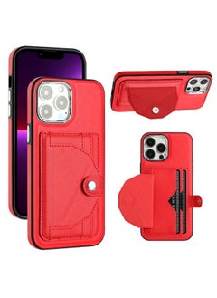 Case Cover For iPhone 14 Pro Max Shockproof Leather Phone Case with Card Holder Red