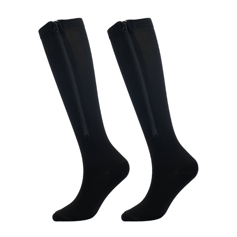 Long Toe Zipper Compression Socks Elastic Cycling Running High Tube Zip Selling Pure Color Zipper Socks Leg Socks - Image 1