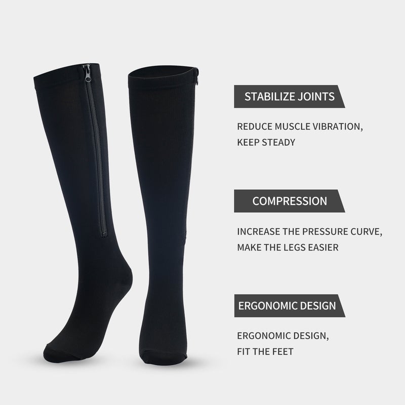 Long Toe Zipper Compression Socks Elastic Cycling Running High Tube Zip Selling Pure Color Zipper Socks Leg Socks - Image 3