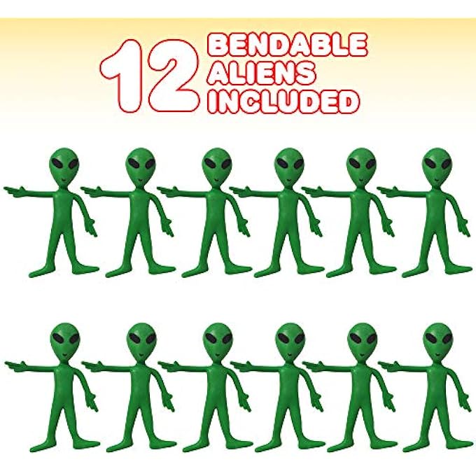 ArtCreativity Bendable Alien Figures, (Set of 12) Flexible Men, Birthday Party Favors for Boys and Girls, Stress Relief Fidget Toys for Kids and Adults, Goody Bag Stuffers, Piata Fillers - Image 2