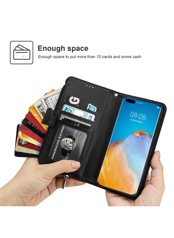 S-TOP Case For Huawei P40 Pro / P40 Pro+ Microfiber Zipper Horizontal Flip Leather Case - Image 5