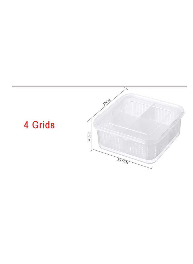 Premify - Set of 2 Fridge Organizer, Fruit Vegetable Storage Saver Containers with Lid & Colander for Kitchen | BPA-Free Plastic Container Fresh Keeper Set, 4 Partitions in Each Box - Image 1