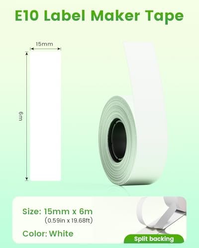 odolpin 3 Rolls Compatible with SUPVAN E10 E11 Bluetooth Label Maker Tape, White,Continous 0.59in x 19.68ft(15mmx6m),Thermal Laminated Label Paper, Self-Adhesive Multipurpose Labeling Tape - Image 3