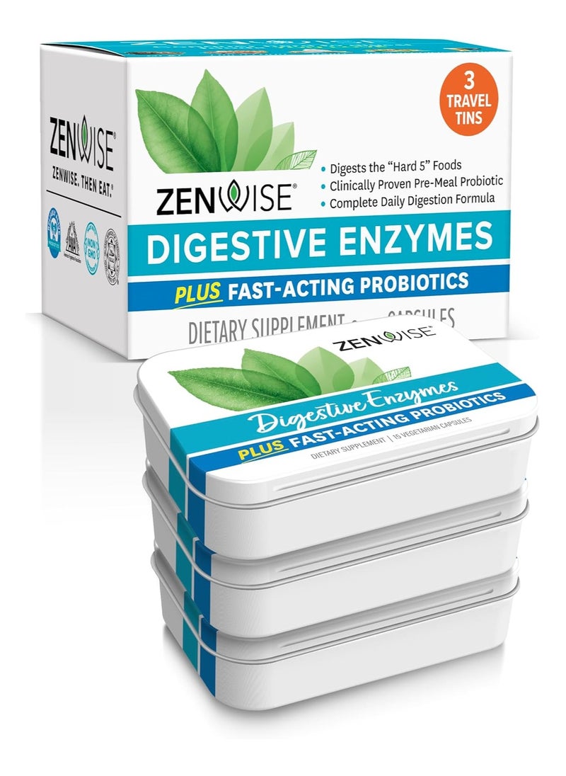 زينوايز هيلث - Zenwise إنزيمات هضمية بالإضافة إلى مكمل غذائي للبروبيوتيك سريع المفعول، 45 كبسولة - Image 1