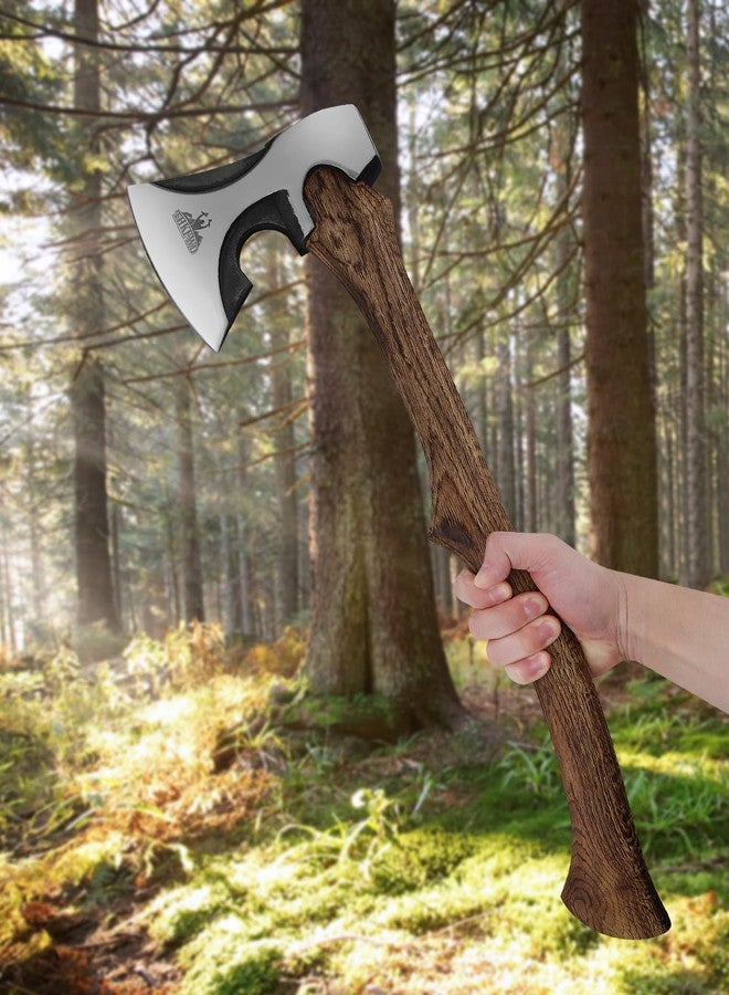 THKFWD Camping Hatchet -Chopping Axe with Leather Sheath, 22.3" Forged Carbon Steel Wood Splitting Axe for Chopping Camping Survival - Image 5