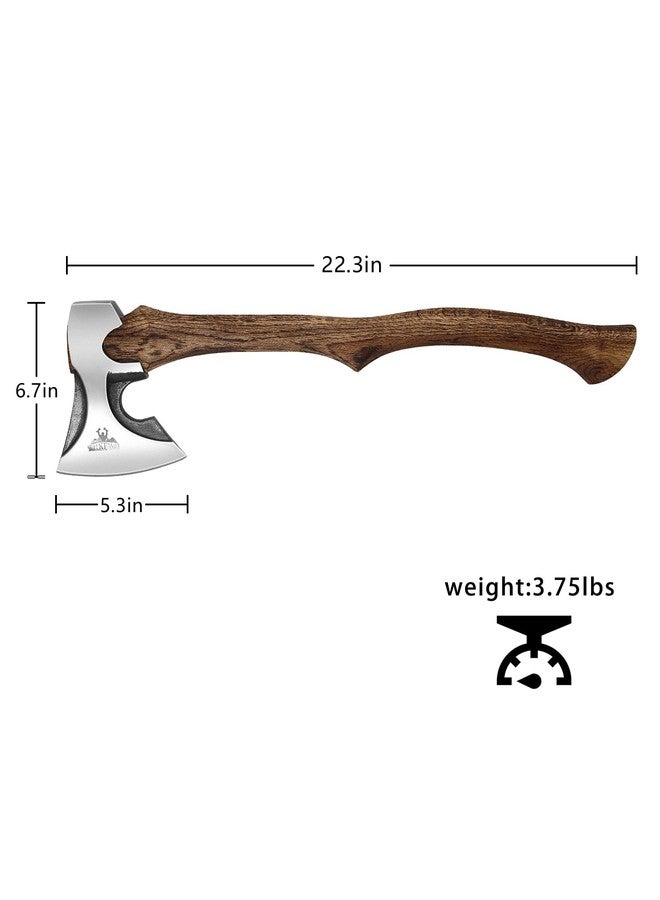 THKFWD Camping Hatchet -Chopping Axe with Leather Sheath, 22.3" Forged Carbon Steel Wood Splitting Axe for Chopping Camping Survival - Image 2