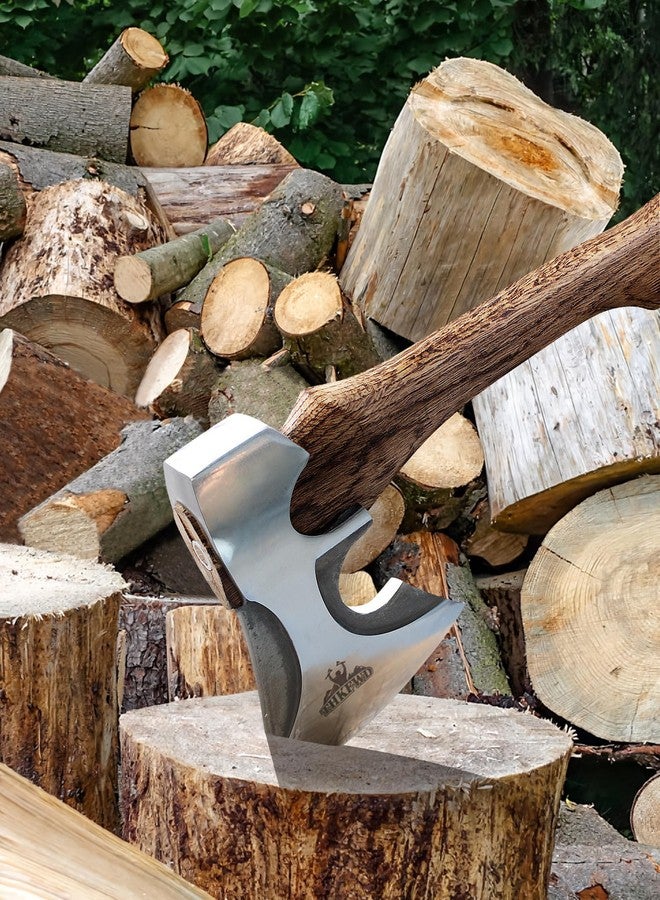 THKFWD Camping Hatchet -Chopping Axe with Leather Sheath, 22.3" Forged Carbon Steel Wood Splitting Axe for Chopping Camping Survival - Image 3