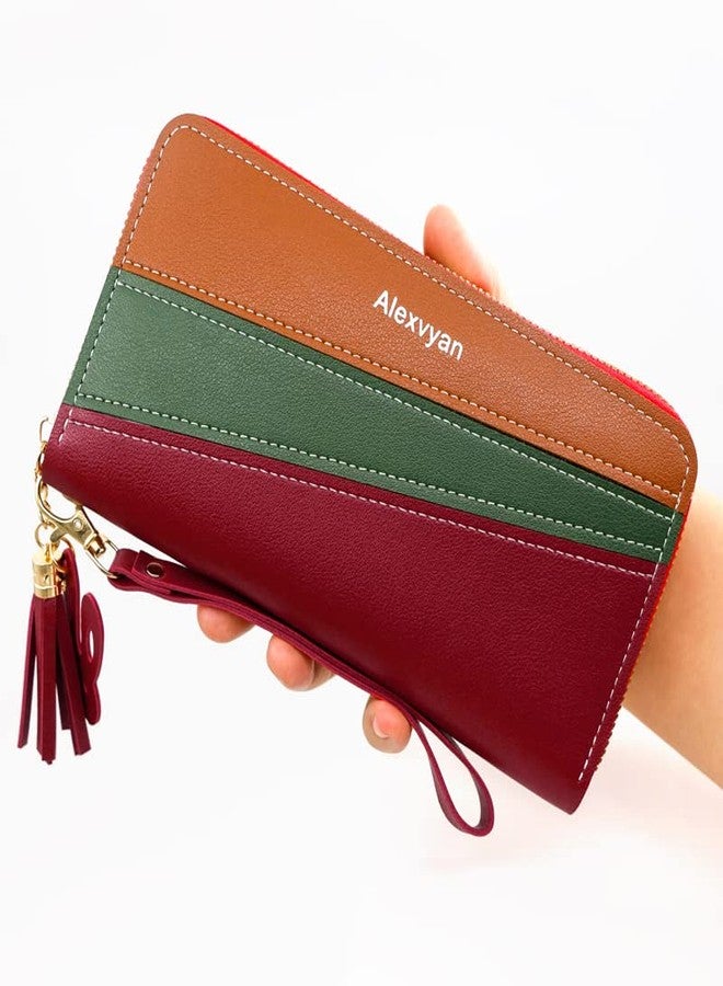 Alexvyan Red Women Purse Wallet Female Clutch Bag Women/Ladies/Girls Wallets Long Purses Card Holder Phone Pocket 3 Color Design Organizer for Daily Use Girls Gift Party Small Hand Ladies Purse - Image 3