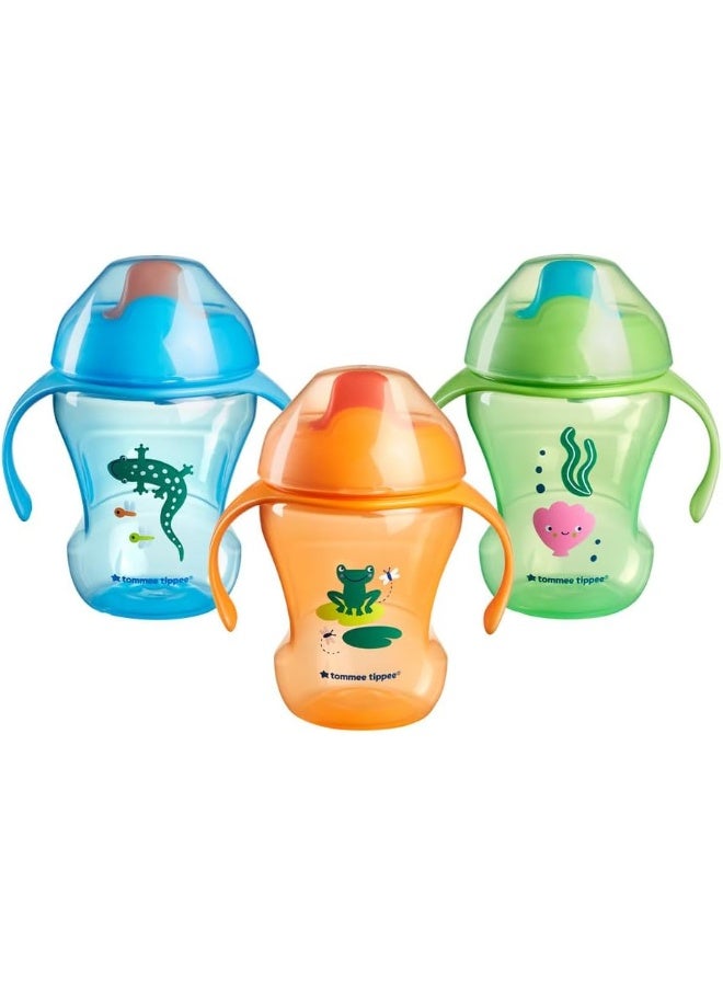 Tommee Tippee Trainer Sippee Cup, 7m+, 8oz, Pack of 3 Non-Spill Trainer Cups for Toddlers - Image 1