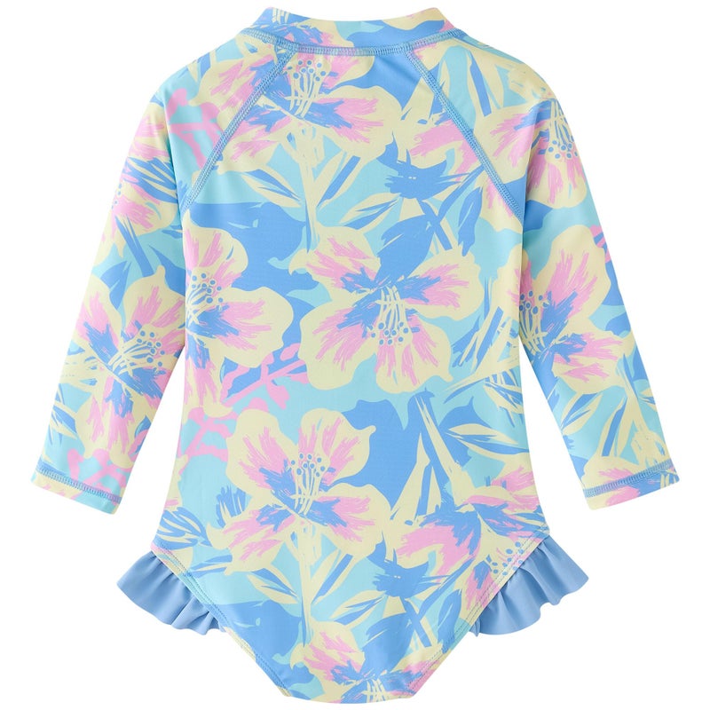 UMELOK Baby Girls One Piece Swimsuit Infant Bathing Suit Long Sleeve UPF 50+ Sun Protection Rash Guard Swimwear with Zipper Begonia Flowerï¼ŒPurple,18M - Image 5
