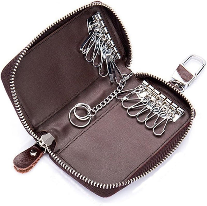 Excefore Premium Leather Car Key Holder with 12 Hooks & Ring - Unisex Waist Hang Key Organizer for Ultimate Convenience - Gift for Men or Women (Black, PU Material) - Image 3
