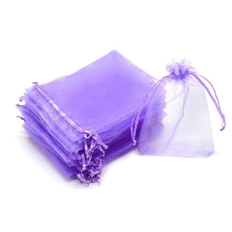 Bezall 50Pcs Light Purple Organza Bags 3x4 Inch Small Mesh Bags Drawstring Jewelry Gift Bag Wedding Party Favor Candy Bag Lavender Sachet Pouches
