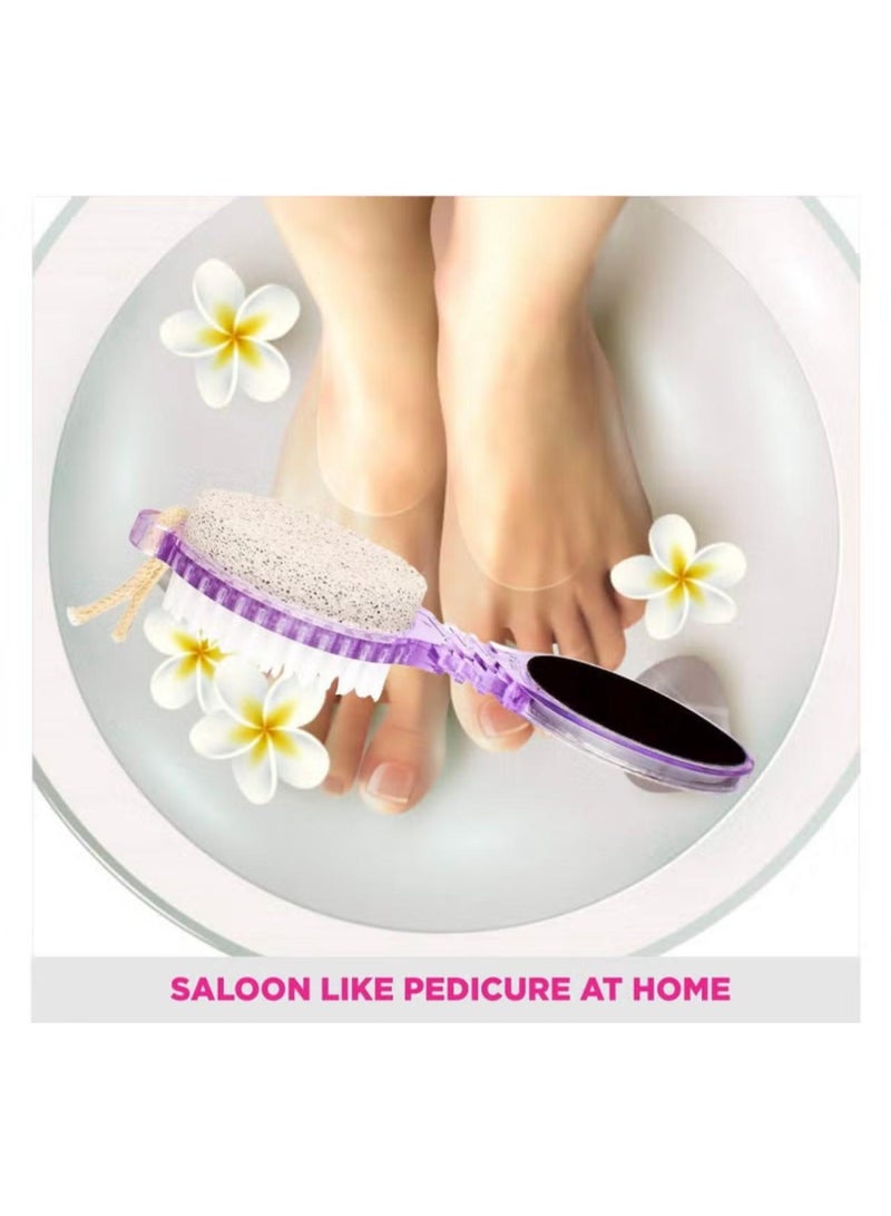 فرشاة باديكير القدم 4 في 1 من حجر خفاف ومقشر ومبرد للعناية الناعمة وفرشاة مانيكير متعددة - Image 4