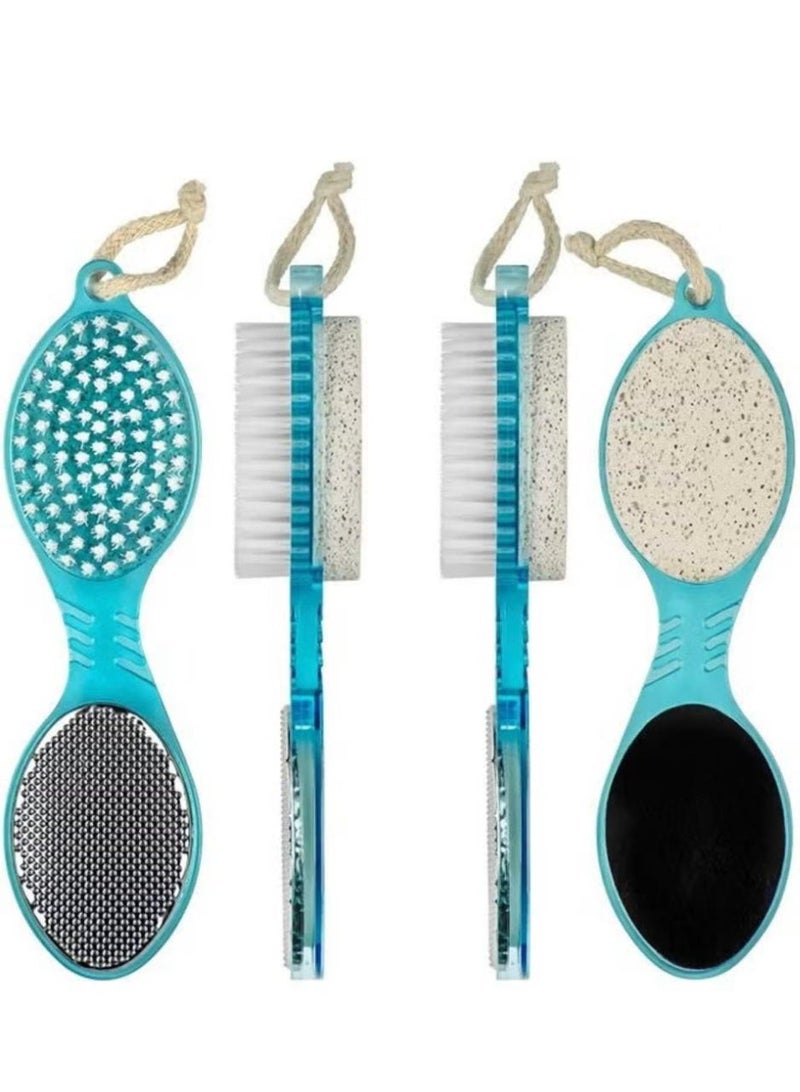 فرشاة باديكير القدم 4 في 1 من حجر خفاف ومقشر ومبرد للعناية الناعمة وفرشاة مانيكير متعددة - Image 2