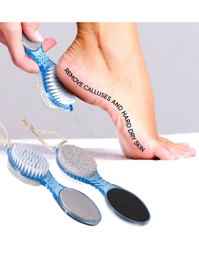 فرشاة باديكير القدم 4 في 1 من حجر خفاف ومقشر ومبرد للعناية الناعمة وفرشاة مانيكير متعددة - Image 3