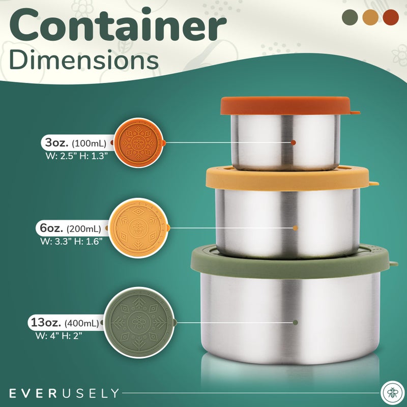 Everusely Stainless Steel Snack Containers for Kids, Stainless Steel Lunch Containers for Kids, Stainless Steel Containers with Lids, Metal Lunch Container, Stainless Steel Lunch Box Containers - Image 2