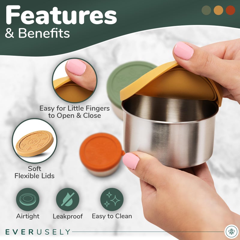 Everusely Stainless Steel Snack Containers for Kids, Stainless Steel Lunch Containers for Kids, Stainless Steel Containers with Lids, Metal Lunch Container, Stainless Steel Lunch Box Containers - Image 3