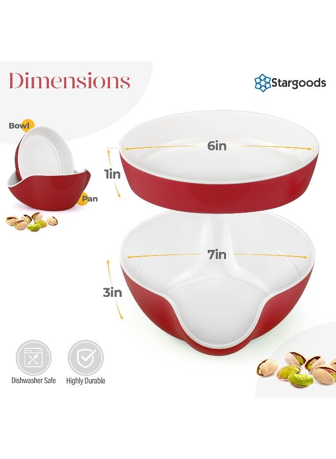 Stargoods Pistachio Bowl, Snack Serving Dish, Double Peanut Bowl with Nut Seeds Shell Candy Storage, Red - Image 3