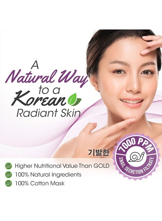 LA PURE Korean Face Mask - Hydrating Sheet Mask, Beauty Snail Mask, Anti-Wrinkle Korean Skin Care, Anti-Aging Sheets Pack, Hydration Mask, Deep Moisturizing Facemask, 10 Facial Masks for Women & Men - Image 3