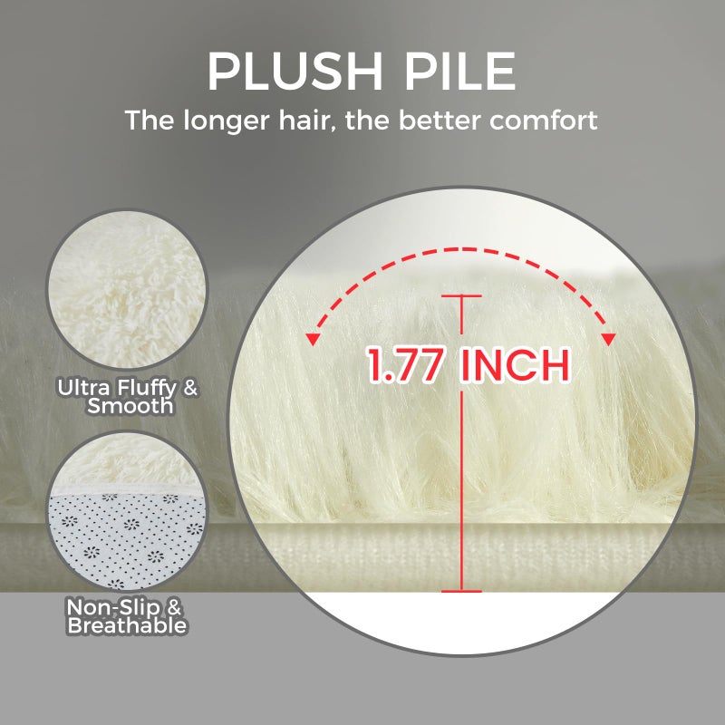Fairblink Ultra Soft Rug for Living Room, 8X10 Fluffy Shag Area Rug for Bedroom, Modern Shaggy Carpets Fuzzy Rug for Teens Dorm Nursery Home Decor Aesthetic, Upgrade Anti-Skid Durable, Cream White - Image 5
