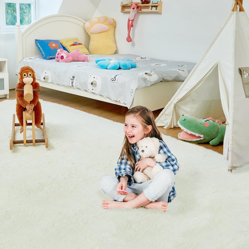 Fairblink Ultra Soft Rug for Living Room, 8X10 Fluffy Shag Area Rug for Bedroom, Modern Shaggy Carpets Fuzzy Rug for Teens Dorm Nursery Home Decor Aesthetic, Upgrade Anti-Skid Durable, Cream White - Image 3
