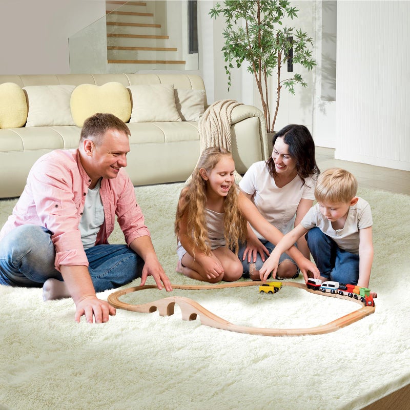 Fairblink Ultra Soft Rug for Living Room, 8X10 Fluffy Shag Area Rug for Bedroom, Modern Shaggy Carpets Fuzzy Rug for Teens Dorm Nursery Home Decor Aesthetic, Upgrade Anti-Skid Durable, Cream White - Image 2