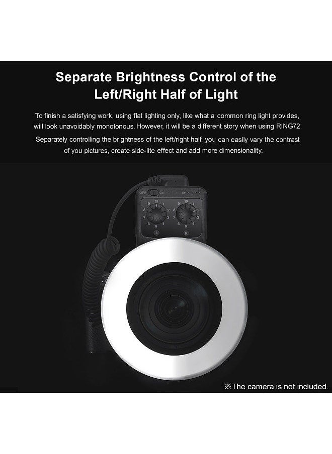 Generic - Godox RING72 Macro LED Video Light Professional Photography Fill Light 72PCS LED Beads Color Temperature 5600K 10 Levels of Adjustable Brightness with 49mm-77mm Adapter Ring - Image 1