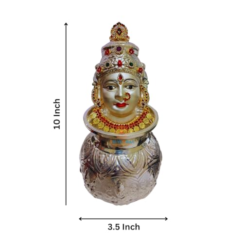 SRI YAGNAA سري ياجنا الفضة الألمانية أشتا لاكشمي كالسام مع وجه أمارا - وجه مطلي بالفضة - لاكشمي موخوتا (Kwdf-S، فانتازيا، 9 سم، 9 سم) - Image 4