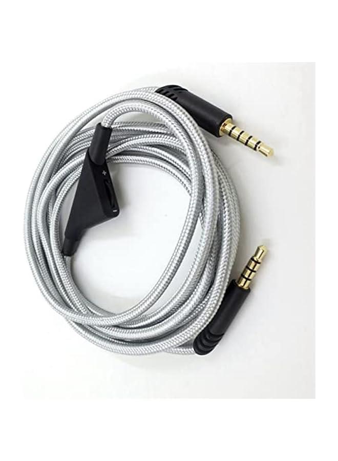 Replacement Headset Cable with Volume Control for Astro A10 A40 A30, 6.6ft Adjustable Gaming Headset Cable Headphone Audio Extension Cord, Virtual Surround Lossless Stereo Sound (Silver) - Image 1